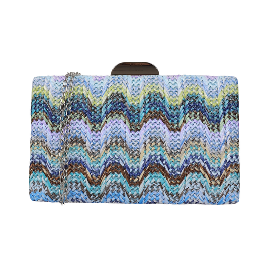 Bolsa de Festa Clutch Palha Azul