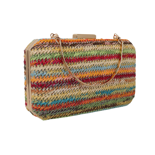 Bolsa de Festa Clutch Palha Colorida