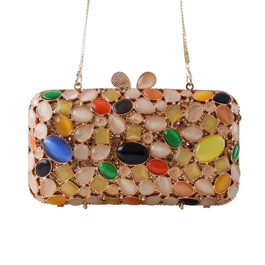 Bolsa Festa Clutch Pedraria Colorida