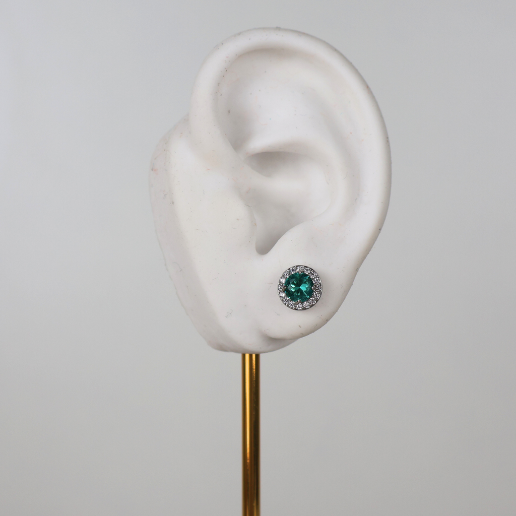 Kit Colar e Brinco - Cristal Turquesa - Prateado