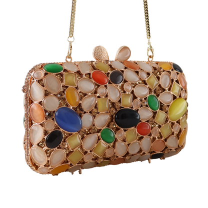 Bolsa Festa Clutch Pedraria Colorida