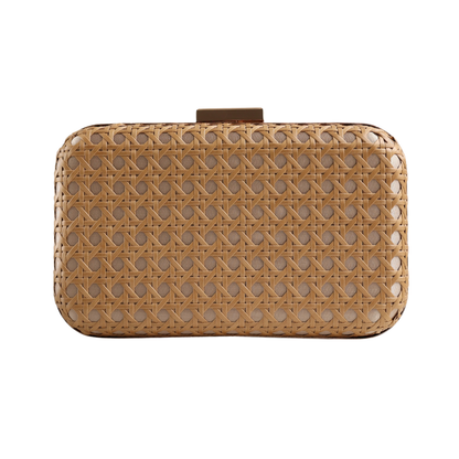 Bolsa de Festa Clutch Palha da Índia Bege