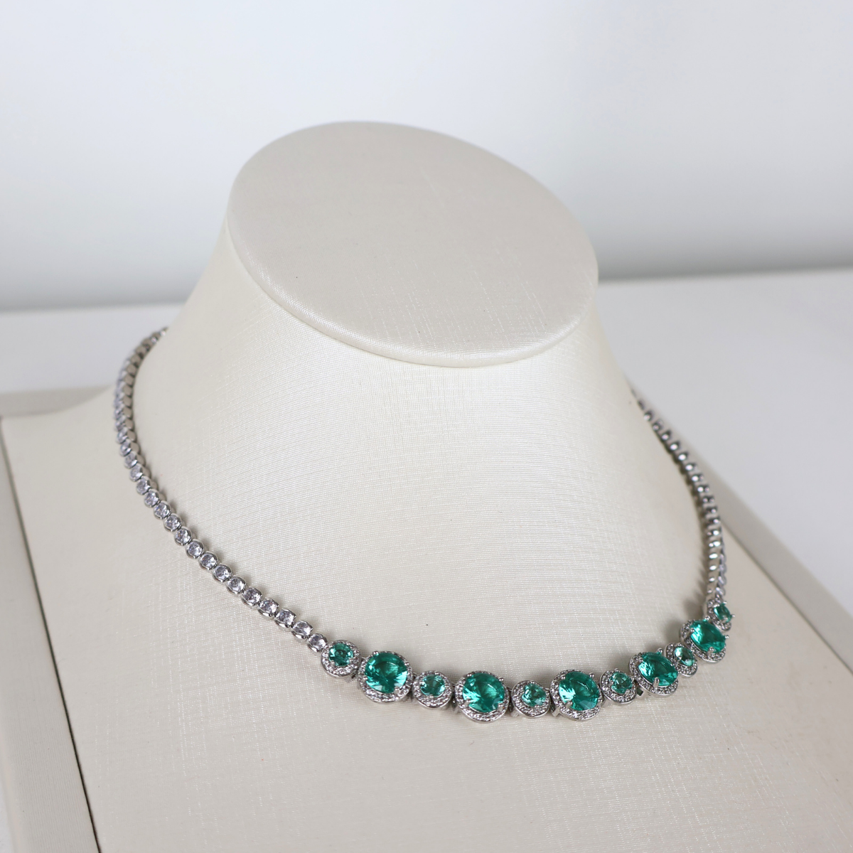 Kit Colar e Brinco - Cristal Turquesa - Prateado