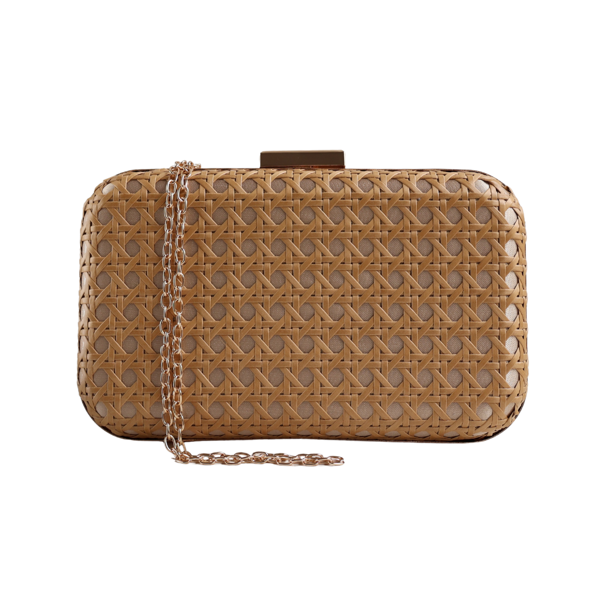Bolsa de Festa Clutch Palha da Índia Bege