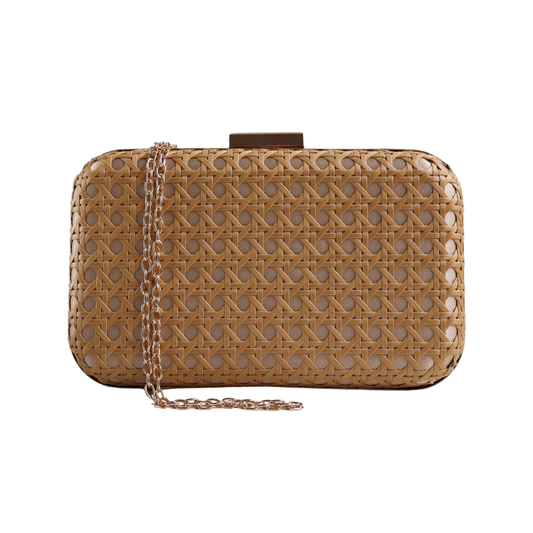 Bolsa de Festa Clutch Palha da Índia Bege