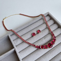 Kit Brinco e Colar - Dourado e Cristal Marsala - Semijoia