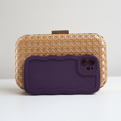 Bolsa de Festa Clutch Palha da Índia Bege