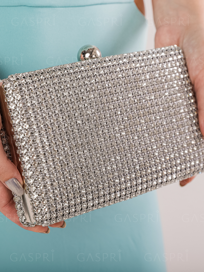 Bolsa de Festa Clutch Strass Prata