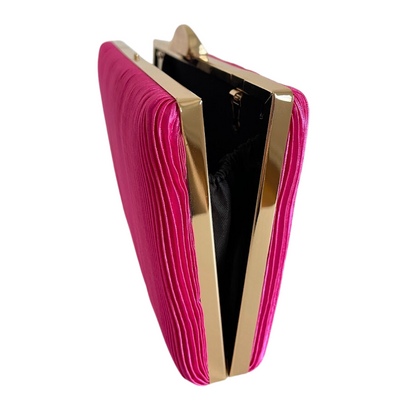 Bolsa Clutch Festa Tecido Aveludado Frizado Rosa