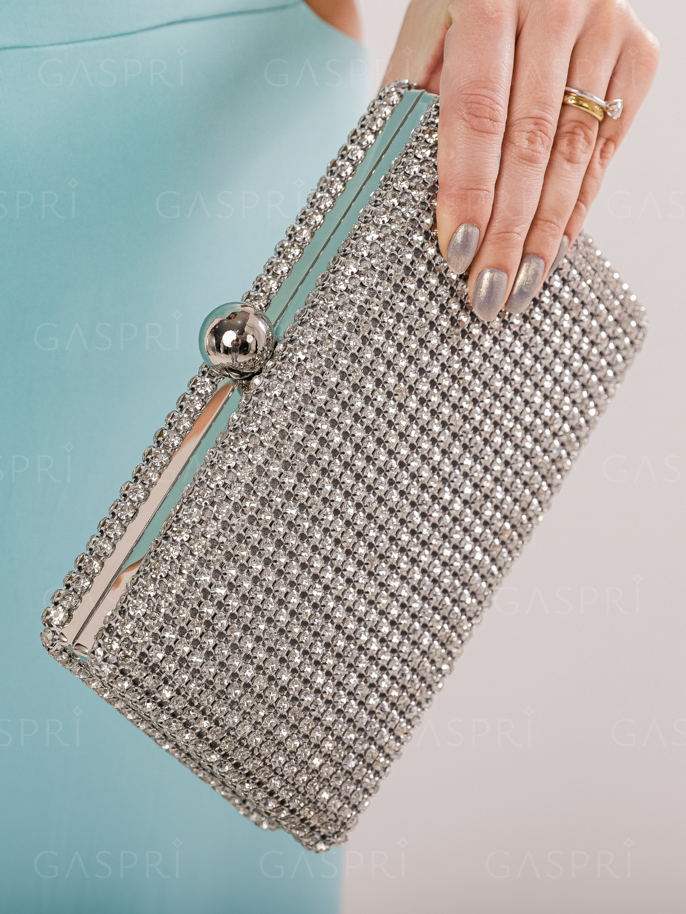 Bolsa de Festa Clutch Strass Prata