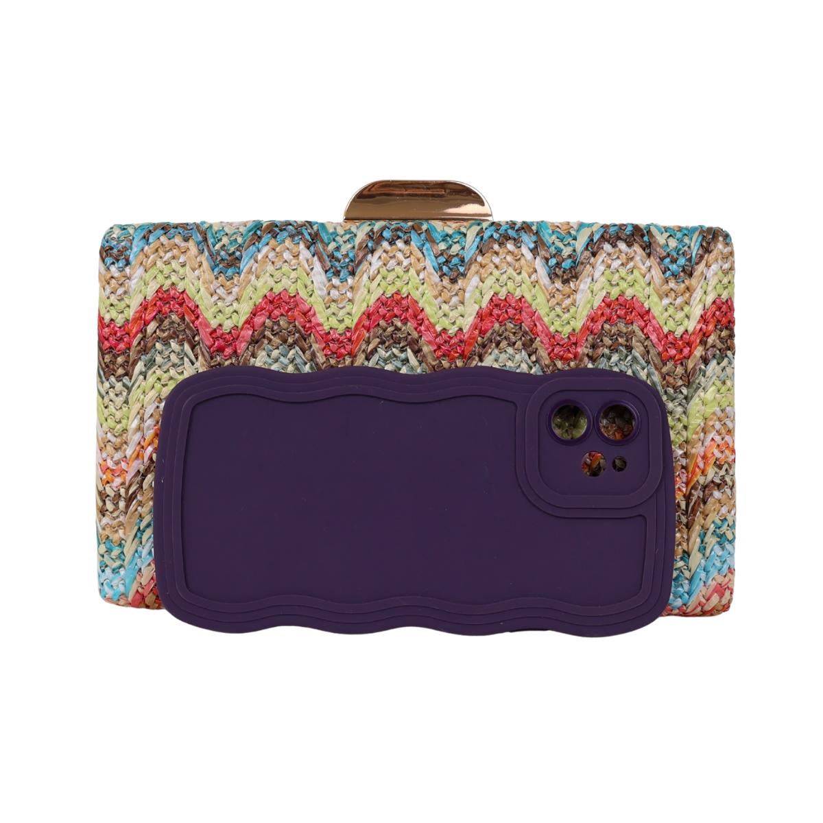 Bolsa de Festa Clutch Palha Colorida