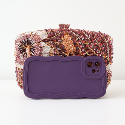 Bolsa Clutch Festa Pedraria Strass Lilás
