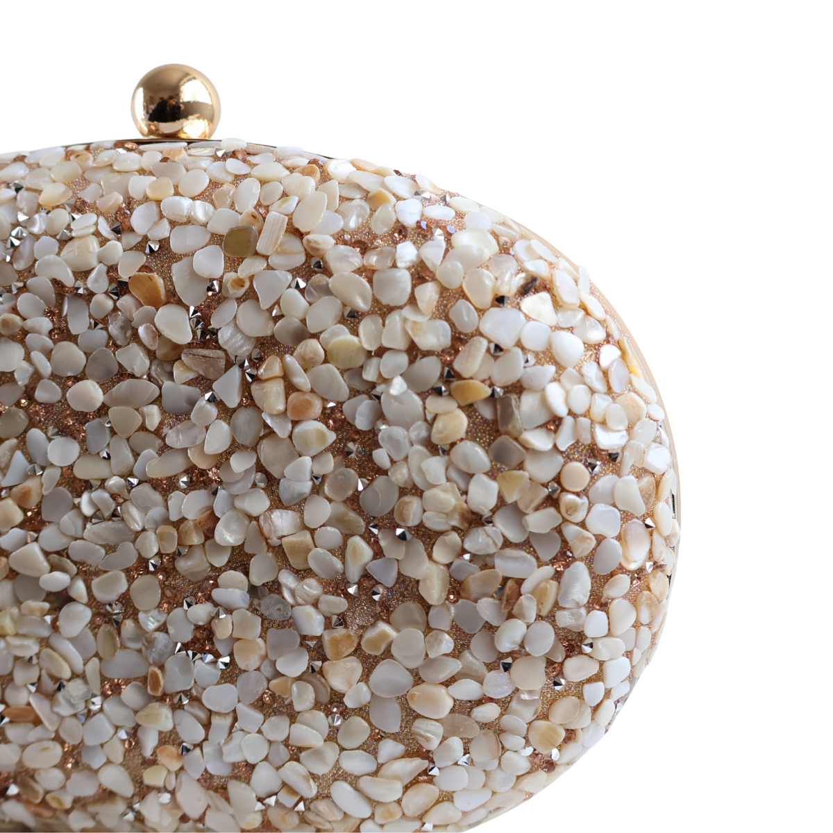 Bolsa Festa Clutch Pedraria Oval Bege