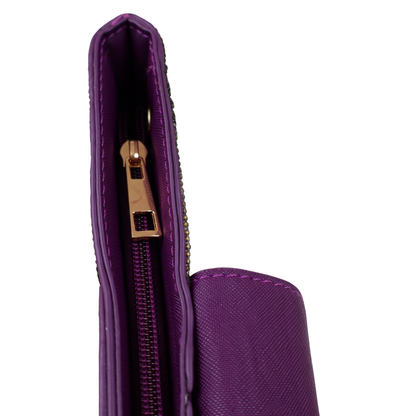 Bolsa Carteira de Festa Clutch Pedraria Roxa