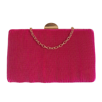 Bolsa Clutch Festa Tecido Aveludado Frizado Rosa