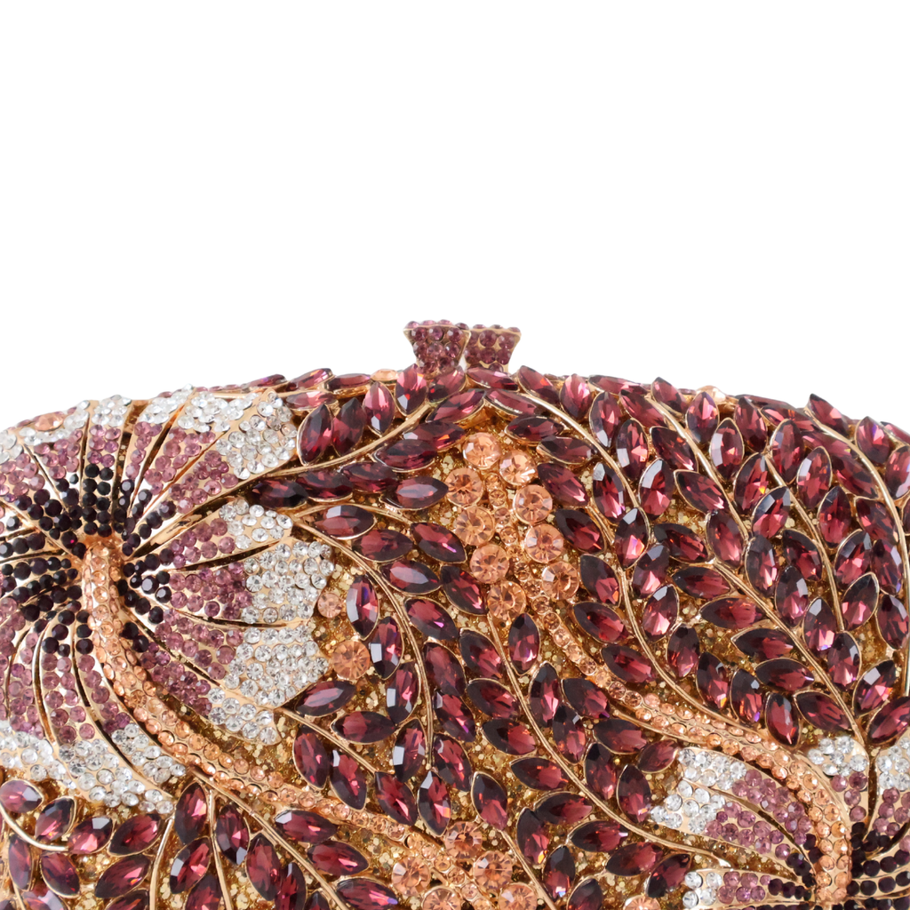 Bolsa Clutch Festa Pedraria Strass Roxa