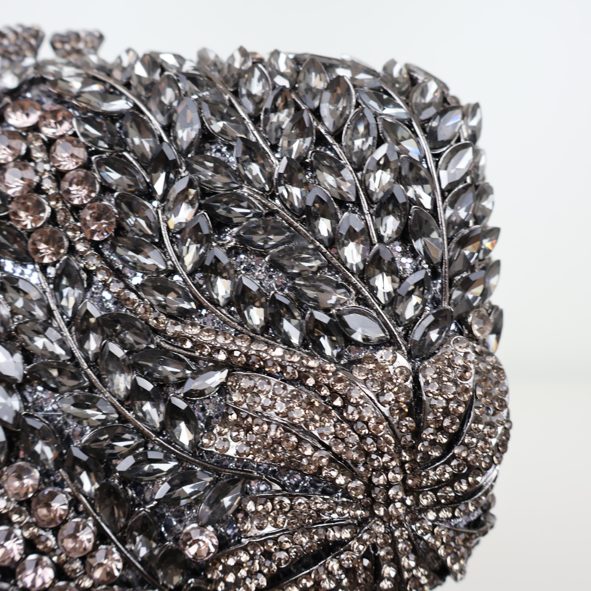 Bolsa Festa Clutch Pedraria Strass Prata Grafite