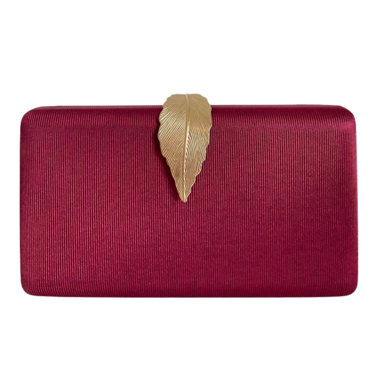 Bolsa Clutch Festa Tecido Fecho de Folha Marsala