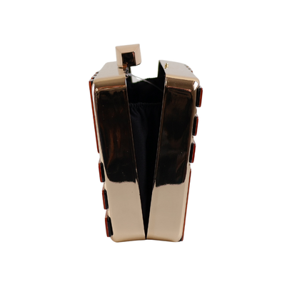 Bolsa de Festa Clutch Perolada Metalizada Bronze - ReUse