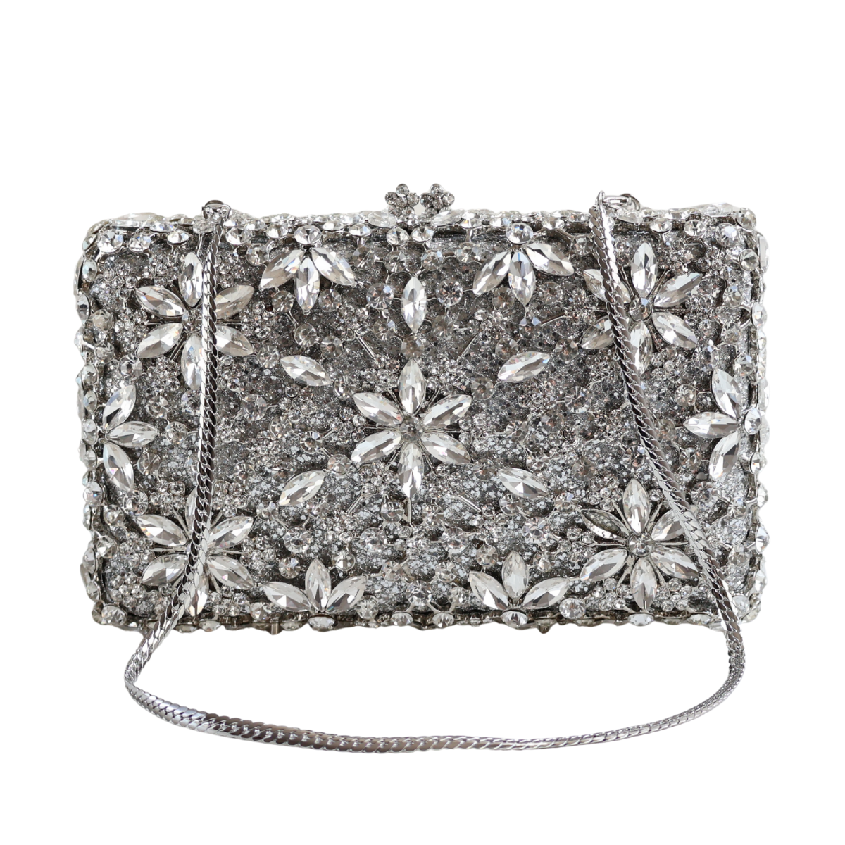 Bolsa Festa Clutch Pedraria Strass Prata