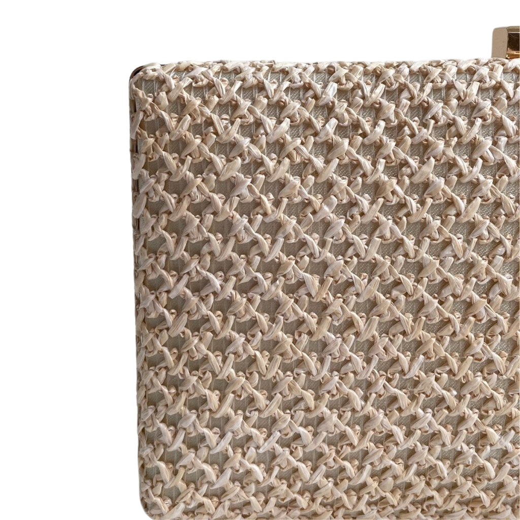 Bolsa Festa Clutch Trama Palha Bege Claro