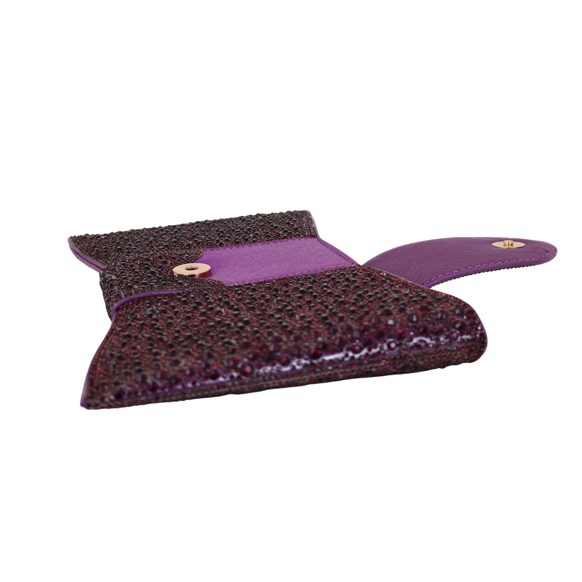 Bolsa Carteira de Festa Clutch Pedraria Roxa