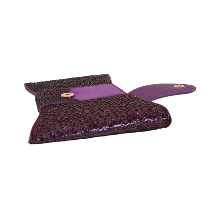 Bolsa Carteira de Festa Clutch Pedraria Roxa