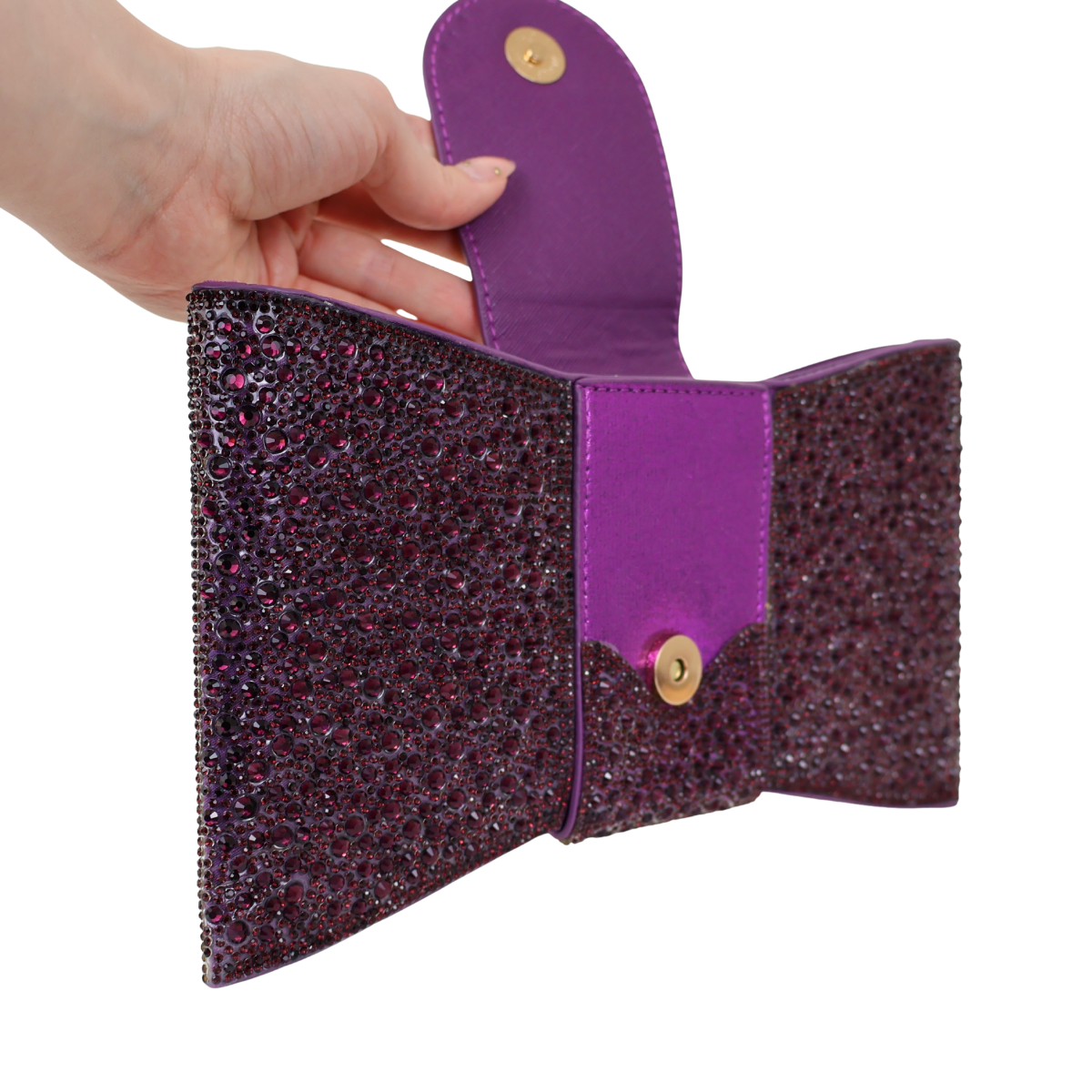 Bolsa Carteira de Festa Clutch Pedraria Roxa