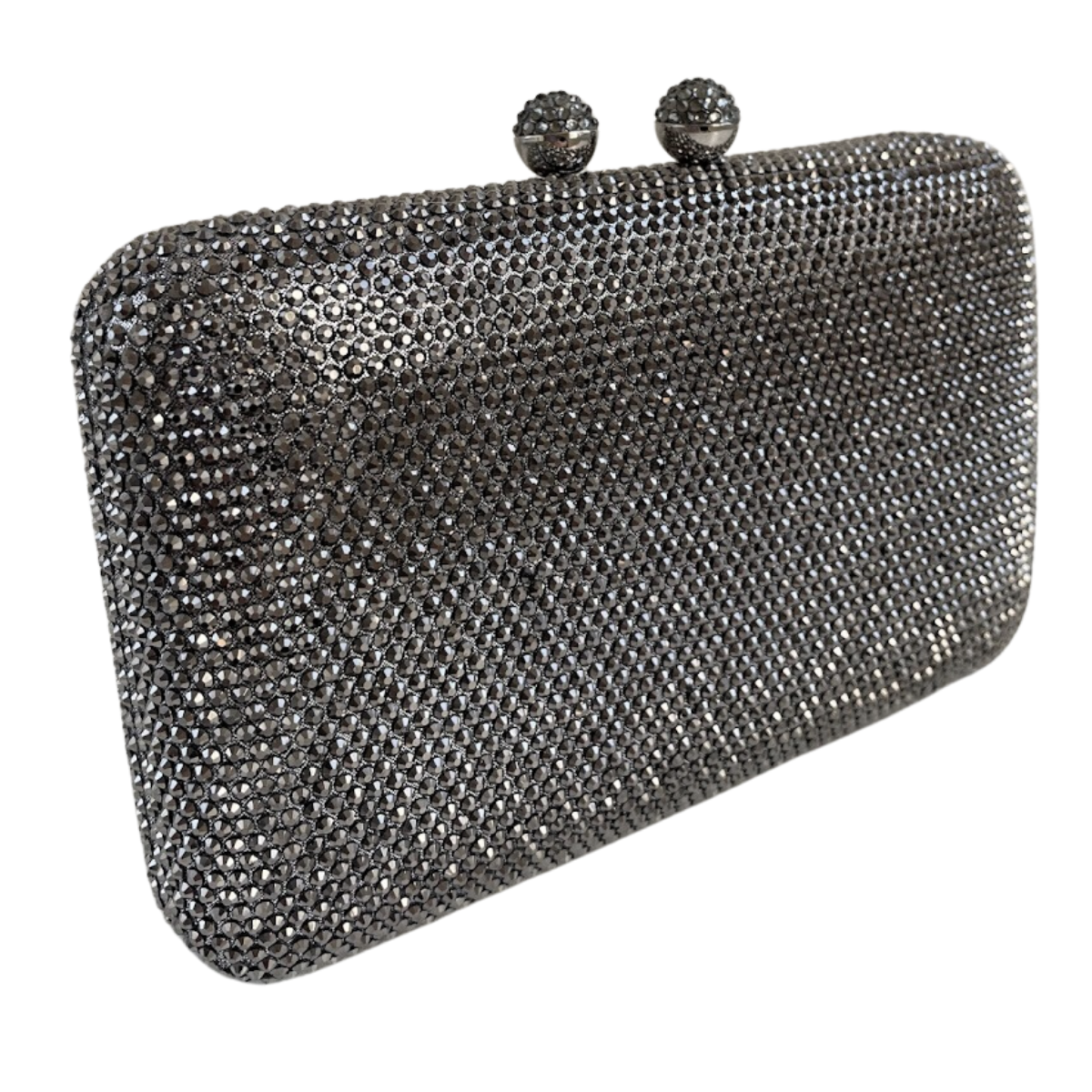 Bolsa Festa Clutch Pedraria Strass Prata Grafite