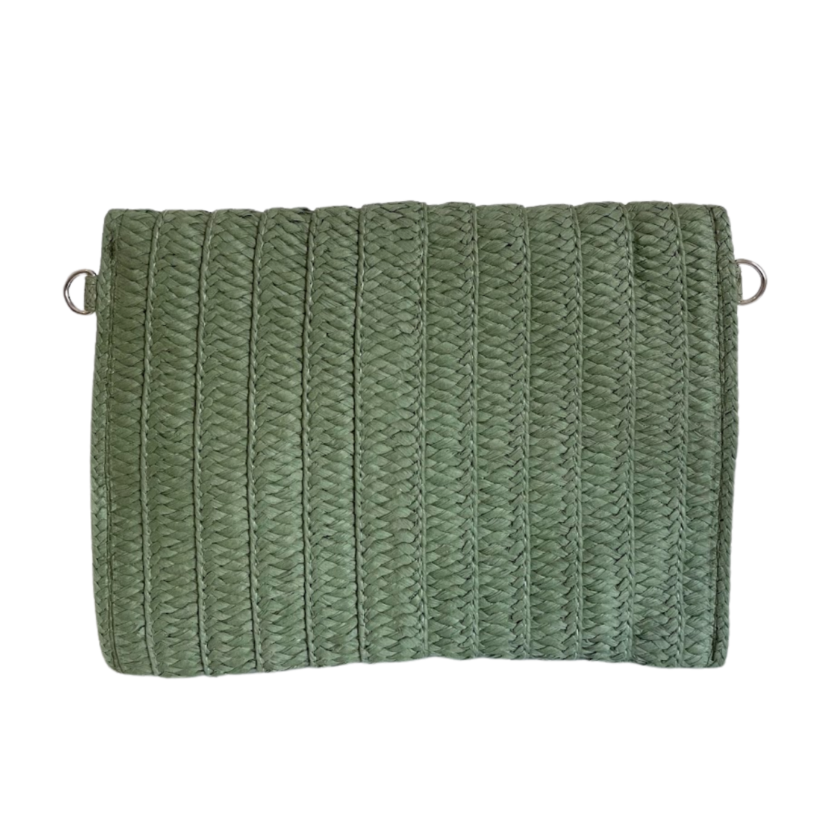 Bolsa Carteira Envelope de Palha Verde Musgo