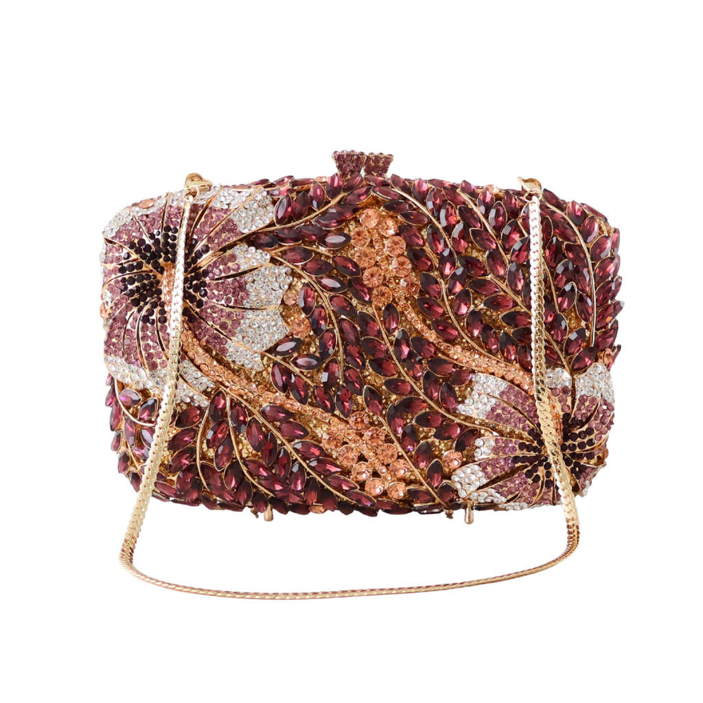 Bolsa Clutch Festa Pedraria Strass Roxa