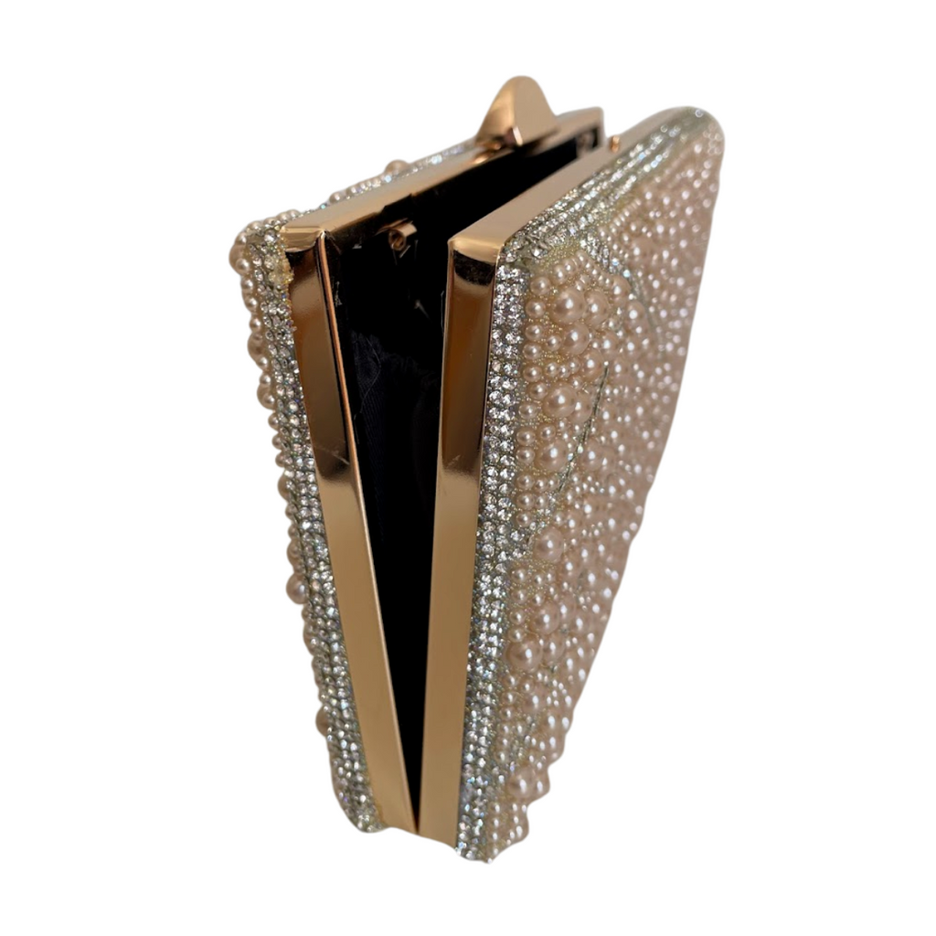 Bolsa de Festa Clutch Perolas Bege - ReUse