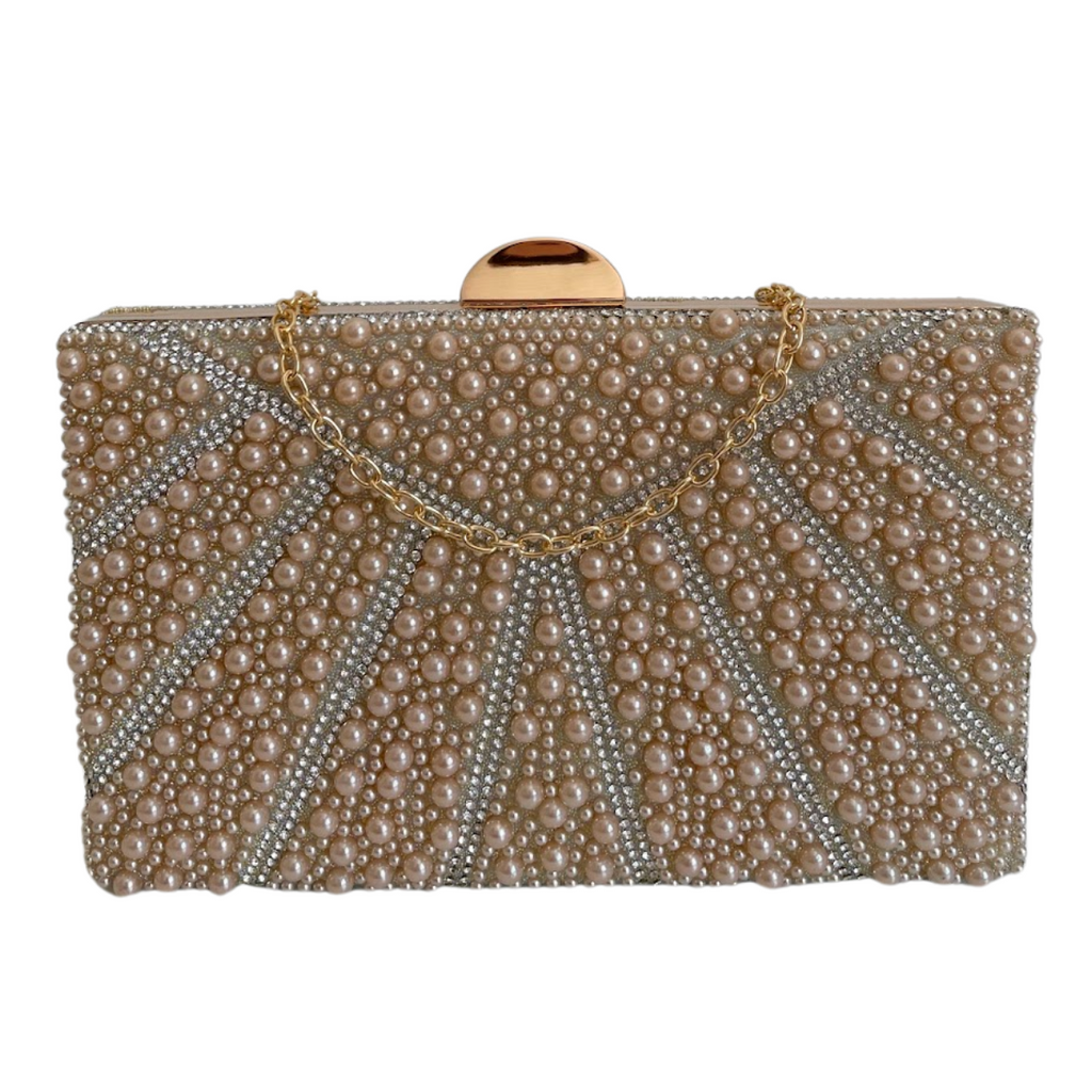 Bolsa de Festa Clutch Perolas Bege - ReUse