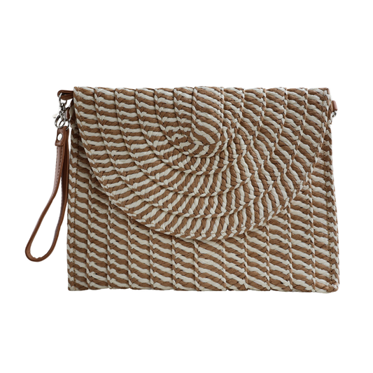 Bolsa Carteira Envelope de Palha Bege