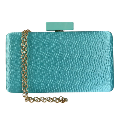 Bolsa Festa Clutch Tecido Acetinado Azul Turquesa