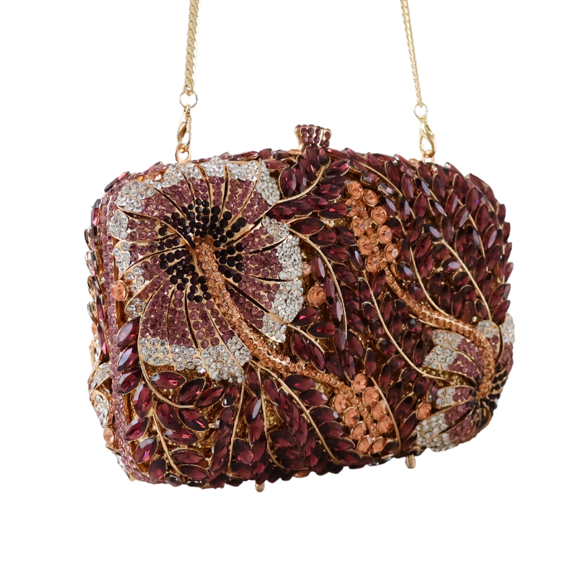 Bolsa Clutch Festa Pedraria Strass Roxa
