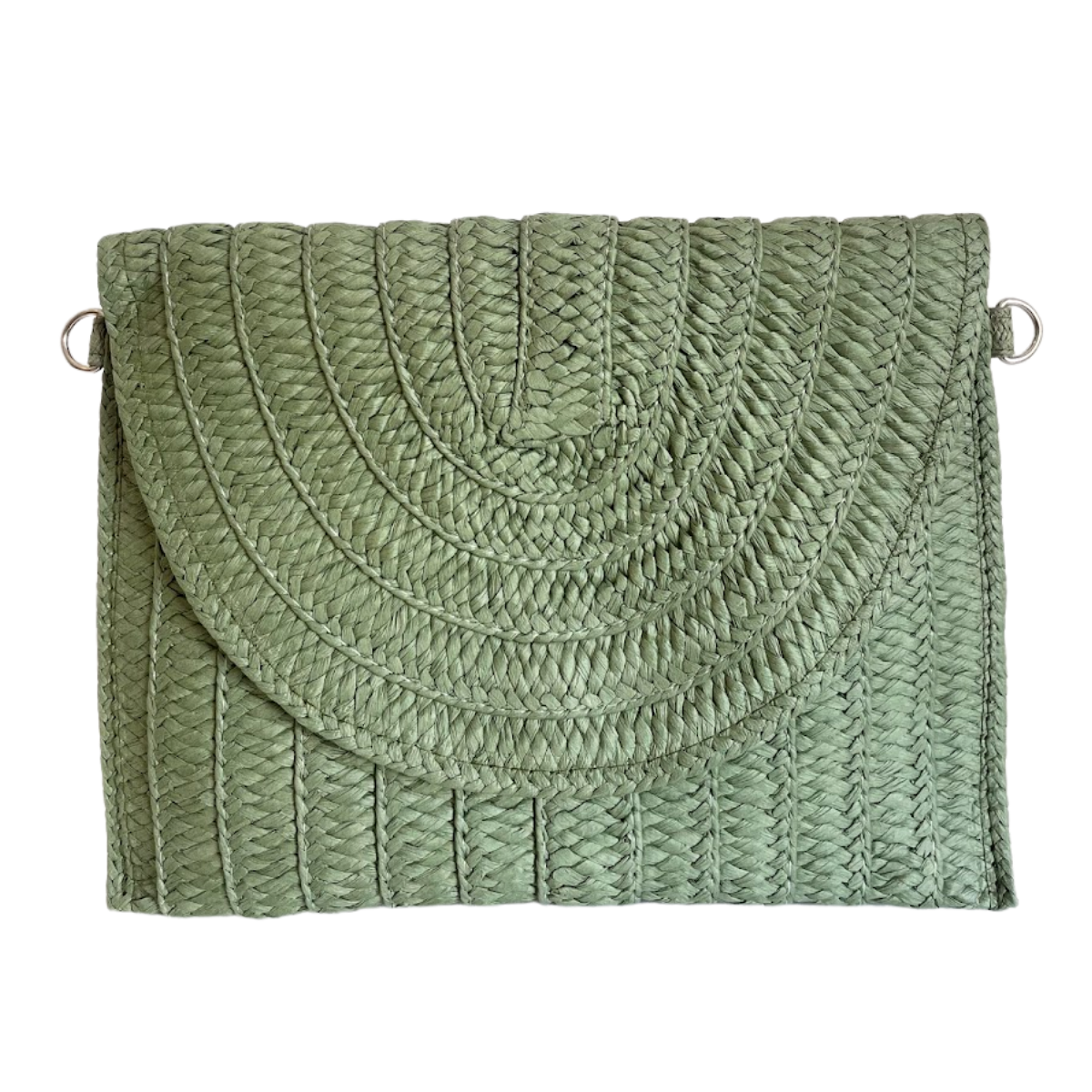 Bolsa Carteira Envelope de Palha Verde Musgo