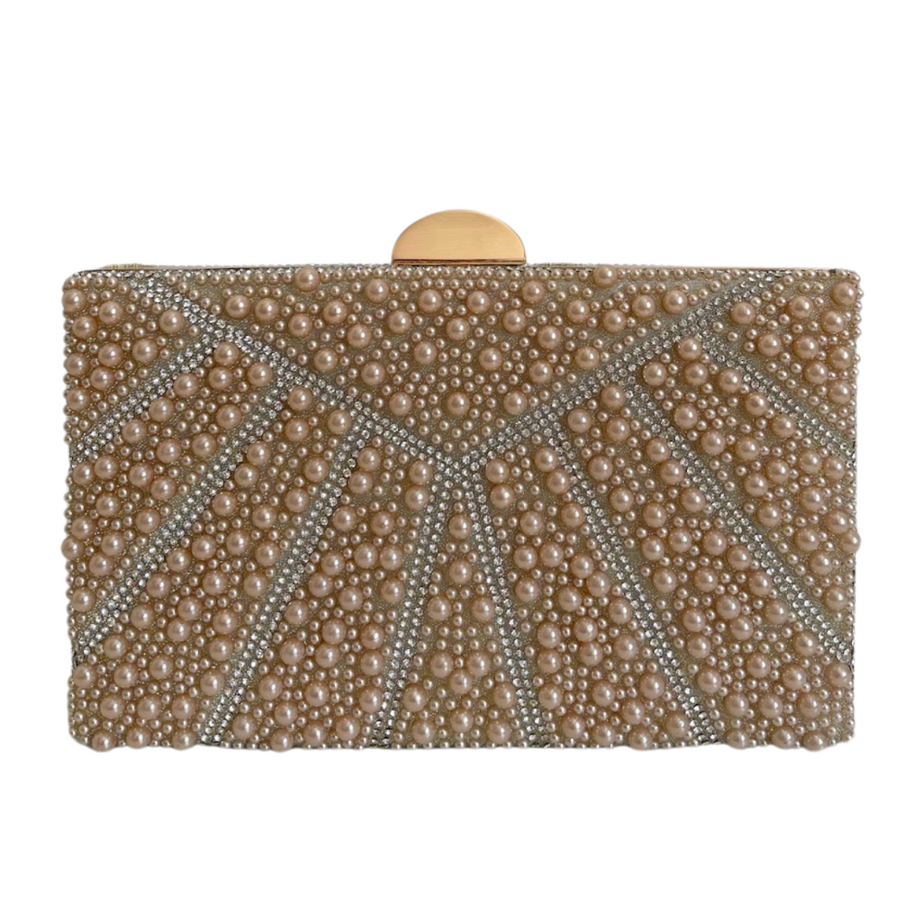 Bolsa de Festa Clutch Perolas Bege - ReUse
