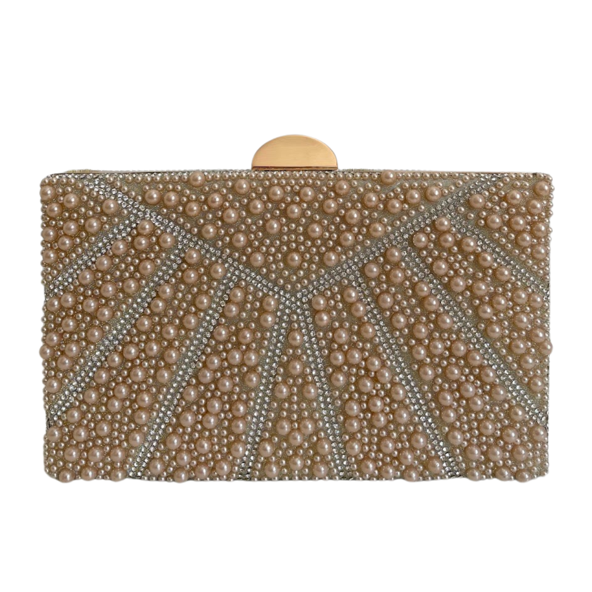 Bolsa de Festa Clutch Perolas Bege