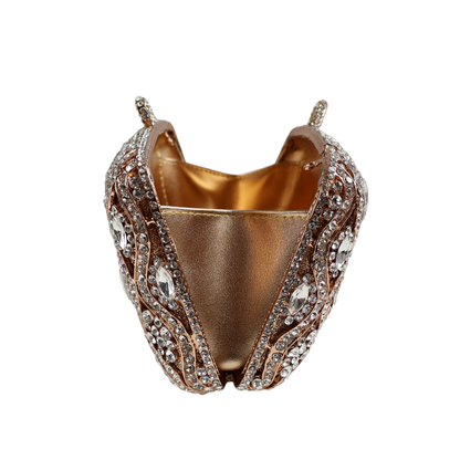 Bolsa Festa Clutch Pedraria Strass Dourada