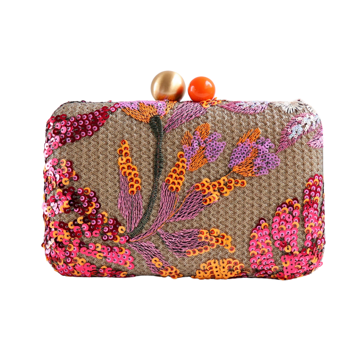 Bolsa Clutch Festa Bordada Flores Laranja