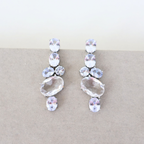 Brinco Prateado e Cristal Translúcido - Semijoia