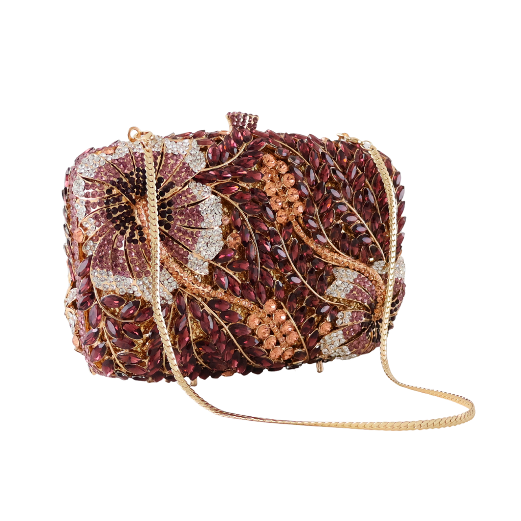 Bolsa Clutch Festa Pedraria Strass Roxa