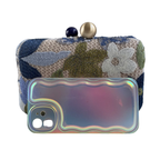 Bolsa Clutch Festa Bordada Flores Azul