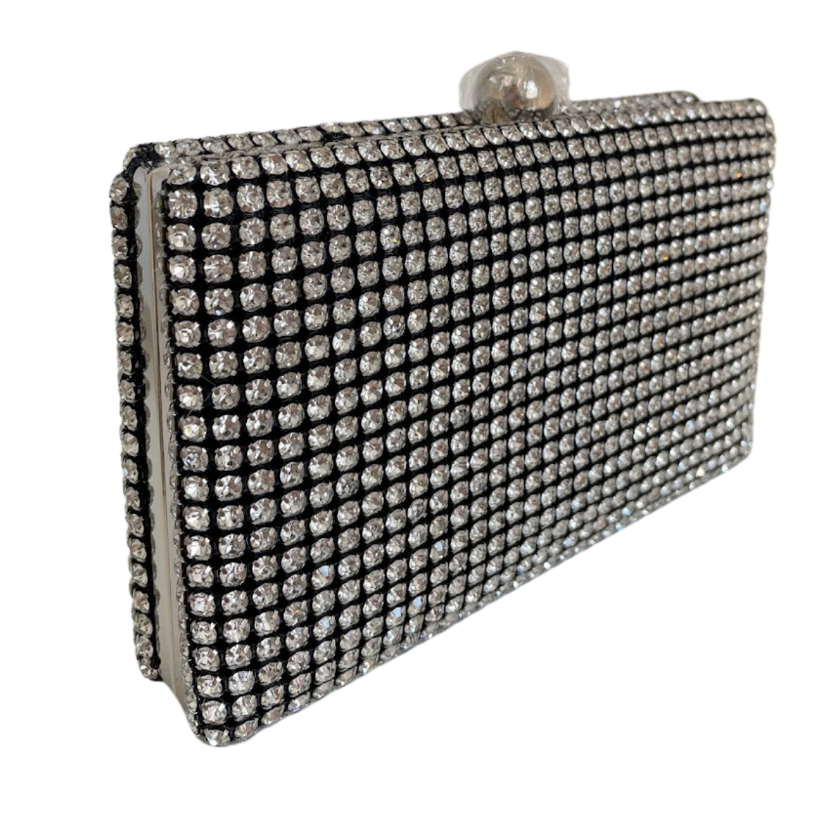 Bolsa de Festa Clutch Strass Preta e Prata