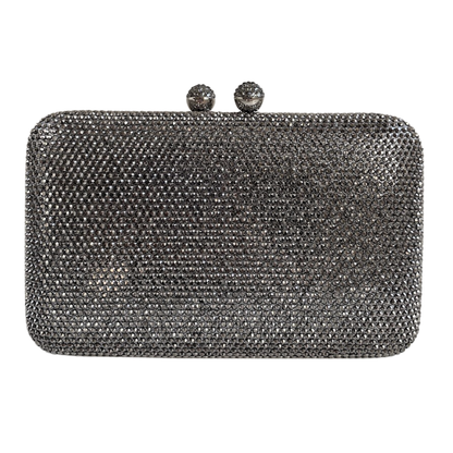 Bolsa Festa Clutch Pedraria Strass Prata Grafite