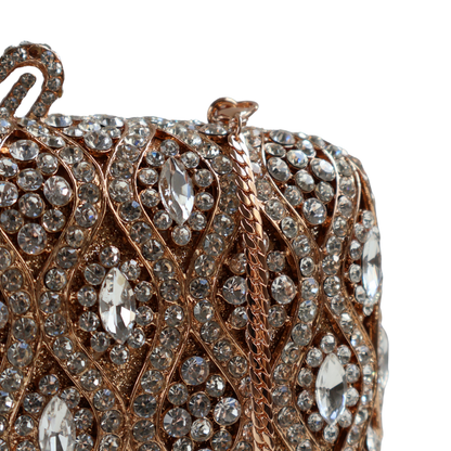 Bolsa Festa Clutch Pedraria Strass Dourada