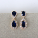 Brinco Dourado e Cristal Azul - Semijoia
