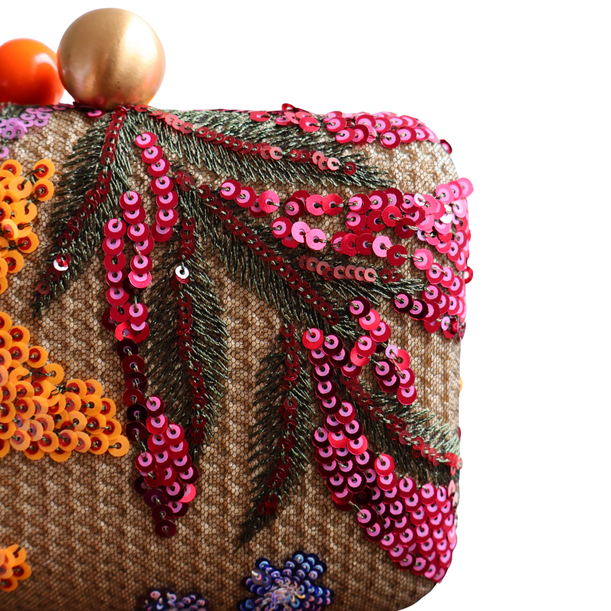 Bolsa Clutch Festa Bordada Flores Laranja