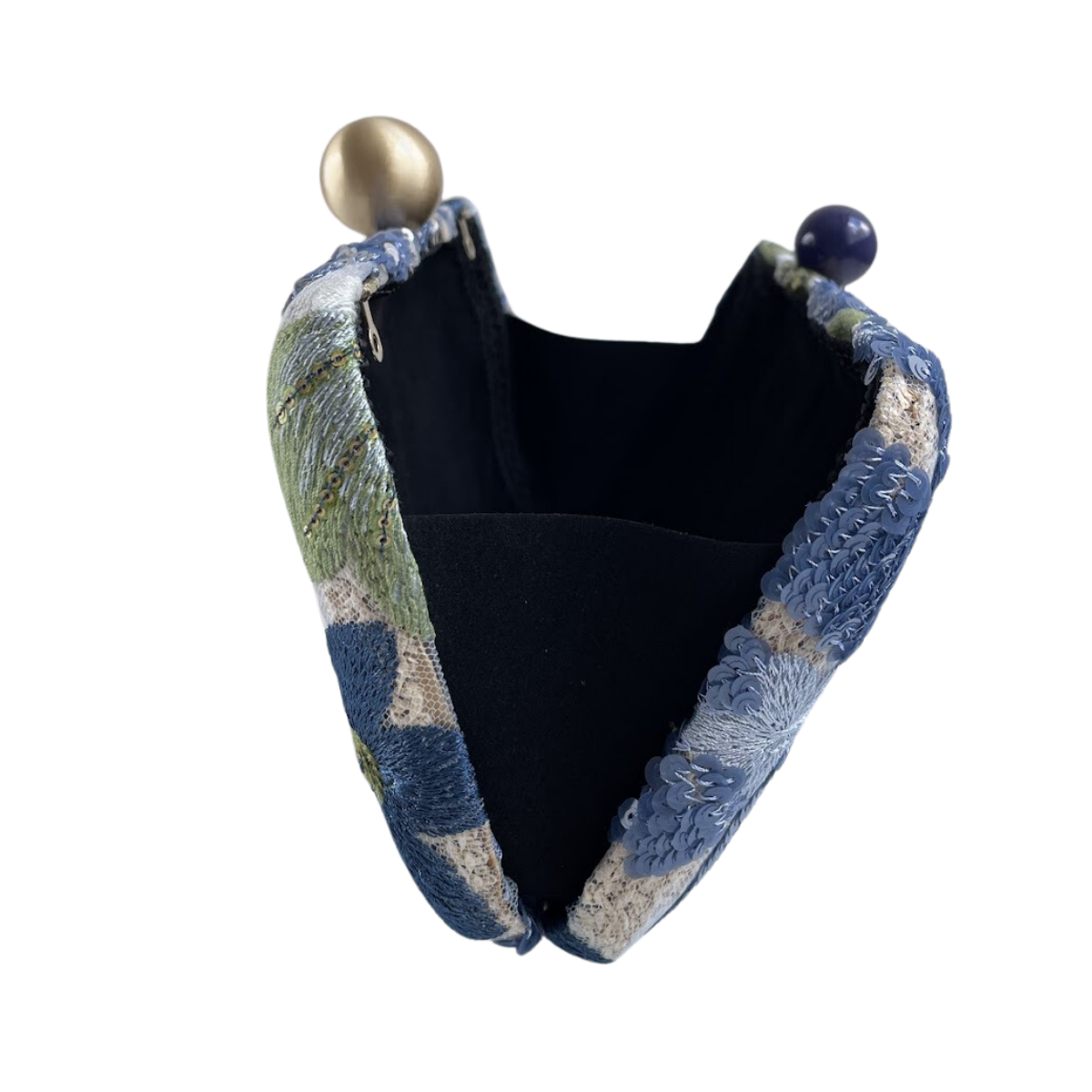 Bolsa Clutch Festa Bordada Flores Azul